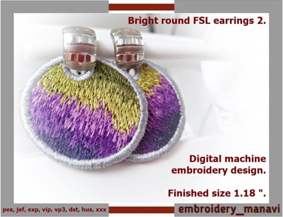 Round FSL Earrings with Satin Stitch